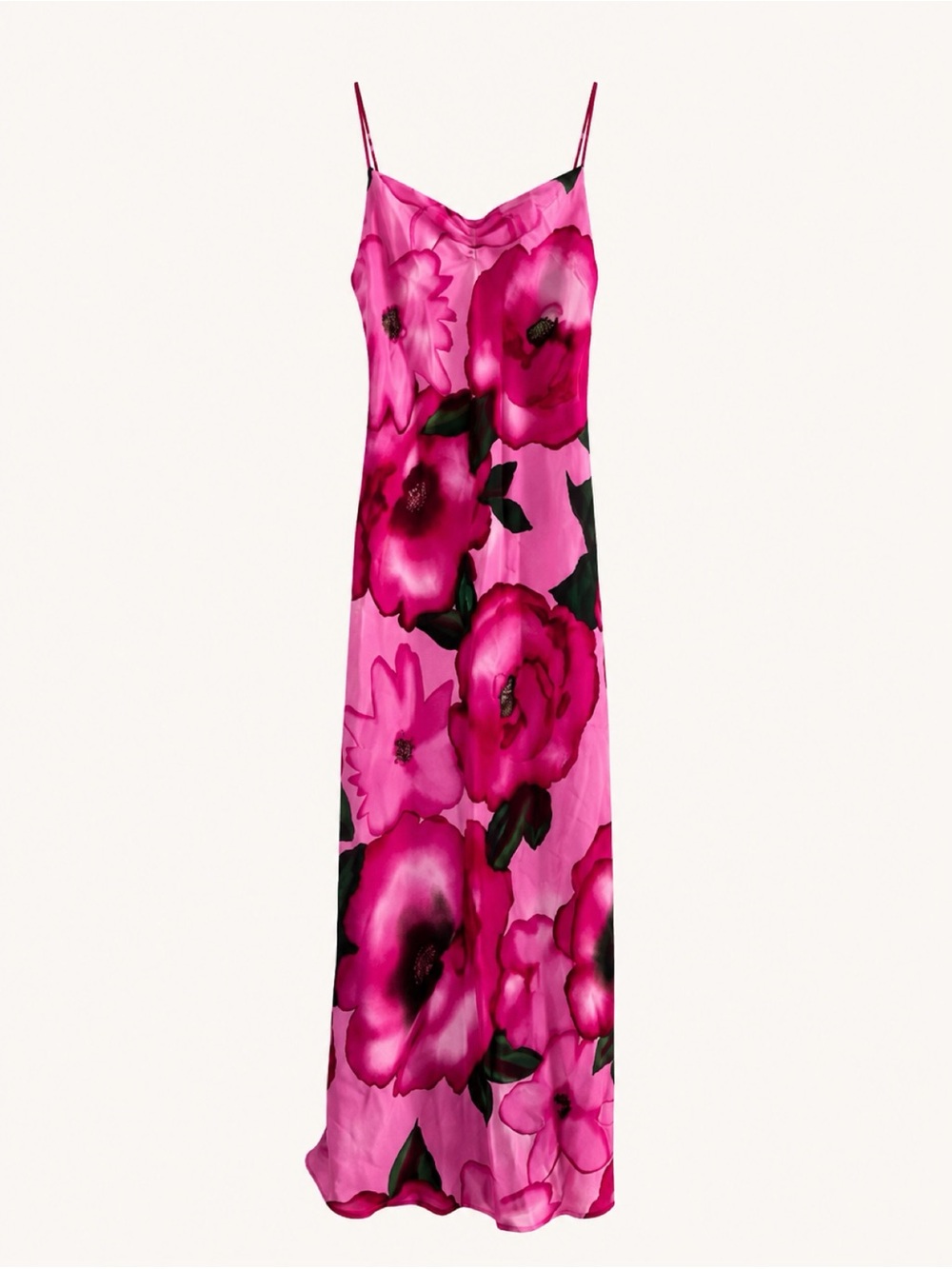 johnnie M Pink Floral Cowl Neck Maxi Dress Size 4 Y2K